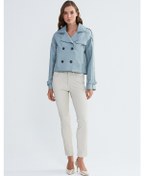 Resim Valmenti Kadın Gümüş Metalik Hakiki Deri Ceket 846 V1008 Byn Ceket Y23 