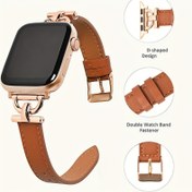 Resim Apple Watch Serisi Ultra/SE/8/7/6/5/4/3/2/1 Boyutları 38/40/41/42/44/45mm ile Uyumlu 1 Adet Kadın Elma Saati Kayışı Moda Metal Bağlantı Başlığı + Ultra İnce PU Sentetik Deri Akıllı Saat Bandı 
