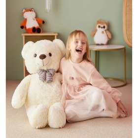 Resim Sole 80 cm Papyonlu Sevimli Peluş Ayıcık - % 100 Yerli Pelüş Ayı... 