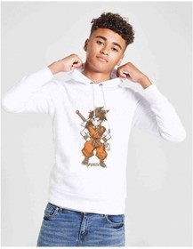 Resim Anime Dragon Ball Baskılı Unisex Çocuk Kapüşonlu Beyaz Sweatshirt (528955871) 