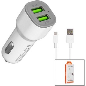 Resim İphone Uyumlu - Kablolu Oto - Araç Çakmaklık Şarj Başlık Set 3.1a - 155w - 1mt Kablo Hy-x44 5042 