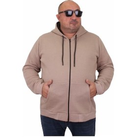 Resim Mocgrande Büyük Beden Unisex Kapüşonlu 3Ip Sweat 11701 Toprak-Toprak 
