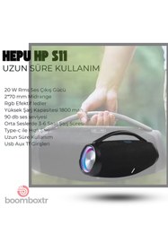 Resim HEPU HP-S11 Taşınabilir Şarjlı Bluetooth Hoparlör Usb,Aux,Tf Rgb 20w Rms 95 DB 1800 Mah TWS 