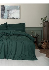 Resim Cotton Box Tensel Craft Çift Kişilik Nevresim Takımı Petrol 