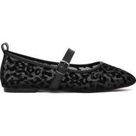 Resim Derimod Kadın Siyah Leopar Desenli Kumaş Babet 26PFE49466F 