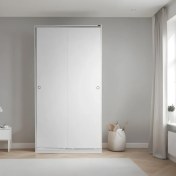 Resim Adore 5 Raflı Ara Bölmeli Sürgülü Gardırop - Beyaz 