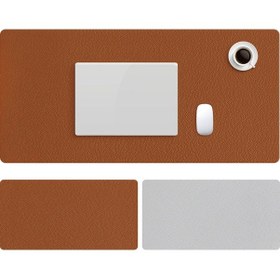 Resim Cbtx ZD02 Çift Taraflı Büyük PU Deri Klavye Mouse Pad 90 x 40 CM Sarı/Gri 