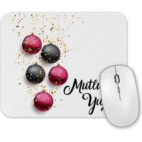 Resim Baskı Dükkanı Mutlu Yıllar Noel Topları Mouse Pad 
