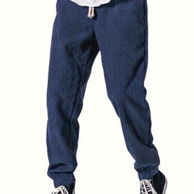 Resim Drawstring Waffle Desenli Terletmeyen Pantolon Erkekler için Gevşek Fit Pantolon Erkekler için Casual Joggers Kış Sonbahar Koşu Jogging 