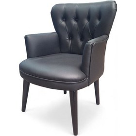 Resim Siyah Deri Ahşap Ayaklı Kollu Ofis Koltuğu Büro Koltuk Ve Berjerleri - 1 Adet Tekli Çok Renkli 