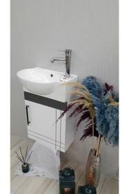 Resim TURKUAZ Turkuaz Banyo Ve Tuvalet Mini Köşe Lavabo 28*45 Cm (banyo Dolabı Dahil) 