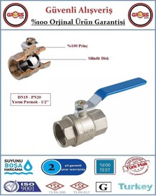 Resim Küresel Temiz Su Vanası - %100 Prinç - 1/2'' 1/2 