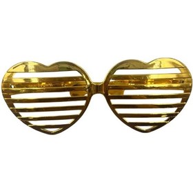 Resim Parti Gözlük Plastik Camsız Panjur Kalp Şekilli Gold 14x6 Cm Tüm Yaşlar 
