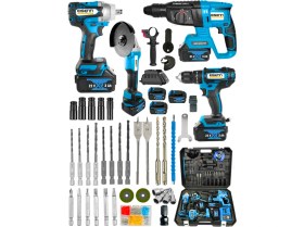 Resim Eisenn Wella Akülü 4'lü Set Kırıcı Delici + Şarjlı Matkap + Somun Sıkma + Taşlama Taşıma Çantalı 