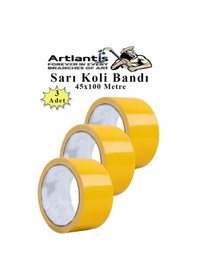 Resim Sarı Koli Bantı 100 Metre 3 Adet 45mm X 100 Metre Renkli Koli Bandı Extra Güçlü Formül Akrilik Koli Bandı 1 
