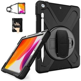 Resim Apple Uyumlu iPad 9. Nesil 10.2 Inç 2021 Tablet Kılıfı Kalemlikli Defender Askılı Tank Zırh Silikon Yüksek Koruma Kılıf 
