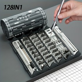 Resim 1'de 128 Hassas Vidalama Seti - Elektronik, Bilgisayar, iPhone, Laptop, Oyun Konsolu, Saat, Gözlük, Mini Torx Metal & Plastik Baş, Manuel Vidalama Aletleri için Profesyonel Manyetik Onarım Aracı Kiti 