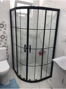 Resim nokta duşakabin 80x80 Teknesiz Siyah Profil Karolaj Desen Oval Duşakabin 