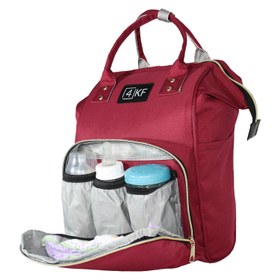 Resim 4KF Anne Bebek Bakım Sırt Çantası Fonksiyonel Su Geçirmez Çanta Bordo 