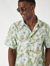 Resim Kısa Kollu Gömlek Çiçek Desenli 