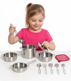 Resim 6 Çelik Metal Tencere Tava Seti 11 Parça 