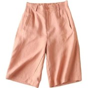 Resim Kiremit Kırmızı Şort Elastik Bel Spor Rahat Şık Yüksek Bel Kadın Şort Kadın Giysileri Kırmızı 