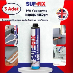 Resim Suf-fix 690 Pu Yapıştırıcı Köpük 750ml 3 Adet Isı Yalıtım Levha Montaj Köpüğü 3 Adet 