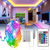 Resim 1 adet RGB LED Işık Şeridi, Pil ile Çalışır (Pil Hariç), Serbestçe Kesilebilir, 24 Tuşlu Uzaktan Kumanda ile, Hediye Kutusu Süslemesi, Yatak Odası, Dolap, Parti Süslemesi için Uygun 