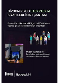 Resim Divoom Pixoo Backpack M Siyah LED Ekranlı APP Kontrollü Su Geçirmez Laptop Sırt Çantası-15-15.6" Siyah 