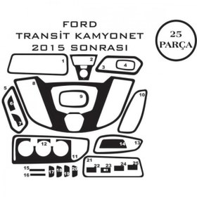 Resim Ford Transit Kamyonet 15- 25 Parça Konsol Maun Kaplama 