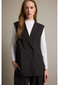 Resim Defacto Regular Fit Ceket Yaka Düğmeli Blazer Yelek F6105ax25aubk81 Siyah 