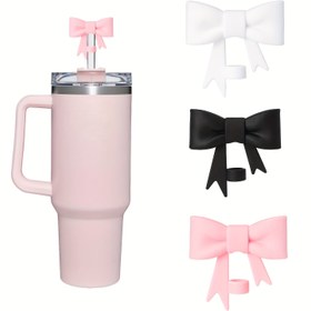 Resim 3 adet/1 adet Pembe Fiyonk Silikon Pipet Kapakları, 10mm 0.4in Yeniden Kullanılabilir Pipet Uçları Kapakları, Parti Dekoru için Hediye Çiçek Pipet Ucu Kapakları 
