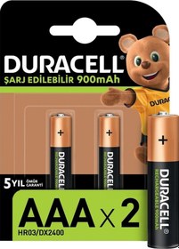 Resim Duracell Aaa Şarj Edilebilir Ince Kalem Pil - 1.2 Volt 900Mah- 2 