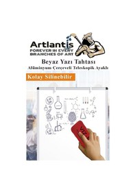 Resim Ayaklı Beyaz Yazı Tahtası 50x70 Cm Teleskobik Ayaklı 1 Adet Alüminyum Kolay Silinebilir Ergomik Beyaz Yazı Tahtası 