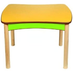 Resim Kare Masa Ahşap Mavi 