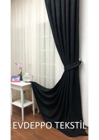 Resim Evdepo Home Deniz Soft Pileli Fon Perde Siyah (446699454) Siyah 