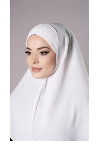 Resim Hürrem Bone Krem Pratik Hazır Geçmeli Tesettür Eşarp Aerobin Kumaş Düz Hijab 2309 40 