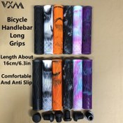 Resim 1 Çift VXM Bisiklet Gidon Tutacakları - Uzun 16cm/6.3in Ergonomik Şok Emici Kaymaz Kauçuk Tutacaklar Toz Tıpa Kapaklarıyla, Dağ/Yol Bisikletleri için Çok Renkli Seçenekler 