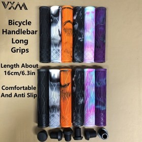 Resim 1 Çift VXM Bisiklet Gidon Tutacakları - Uzun 16cm/6.3in Ergonomik Şok Emici Kaymaz Kauçuk Tutacaklar Toz Tıpa Kapaklarıyla, Dağ/Yol Bisikletleri için Çok Renkli Seçenekler 