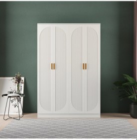 Resim Soho 4 Kapaklı Eko Bazalı Gardırop - Mdf Kapak Beyaz 
