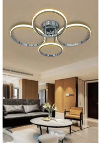 Resim 4 Lü Yuvarlak Modern Plafonyer Led Avize Çok Renkli 