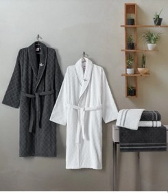 Resim Cottonbox Masculine Carlos Beyaz -antrasit Aile Bornoz Takımı Çok Renkli 