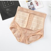 Resim Bej Kadın Yüksek Bel Shapewear Külot Doğum Sonrası Kurtarma Yağ Yakma Göbek Kontrol Şort Külot Rahat Nefes Örgü Vücut Şekillendirici Külot Bej 