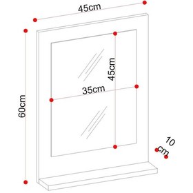 Resim Makbulce Safir Raflı Dresuar Banyo Aynası 60 x 45 Beyaz 