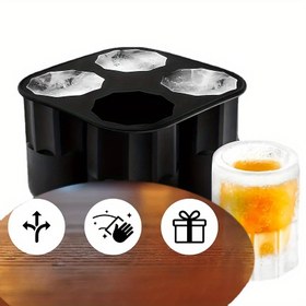 Resim Parlak Silikon Buz Küp Kalıpları – Yeniden kullanılabilir 4 Gözlü Tasarım, Viski için Özel, 3.3 cm'lik Düzgün Donmuş Buz Küpleri, 1oz Her Birinde, Whiskey İkiliğine Uygun Stil Sahibi Şot Camları, Şık ve Dayanıklı Moldler, Üstün Kalite Malzeme, Derin Dondurucu Aksesuarı, Evde Bar Ekipmanı Tutkunları İçin 