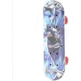 Resim Mavi Köpekbalığı Temalı Ahşap Desenli 78 Cm Kaykay Çok Renkli 