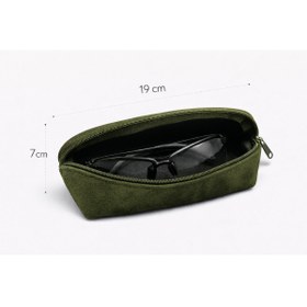 Resim HBS %100 Gerçek Deri Süet Gözlük Kılıfı - 19 × 7 cm 