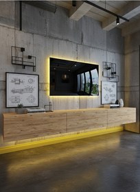 Resim Resital Ledli Duvara Monte Tv Sehpası - Çam - W6008-6 Çam 