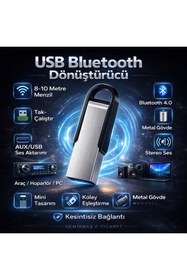 Resim Home Araç Teyp Bluetooth Çevirici USB Bluetooth Dönüştürücü BT 4.0 – Tüm Cihazlara Uyumlu - Tak Çalıştır 