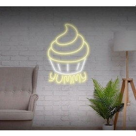 Resim Yummy Yazılı Ve Şekilli Neon Tabela Sarı 